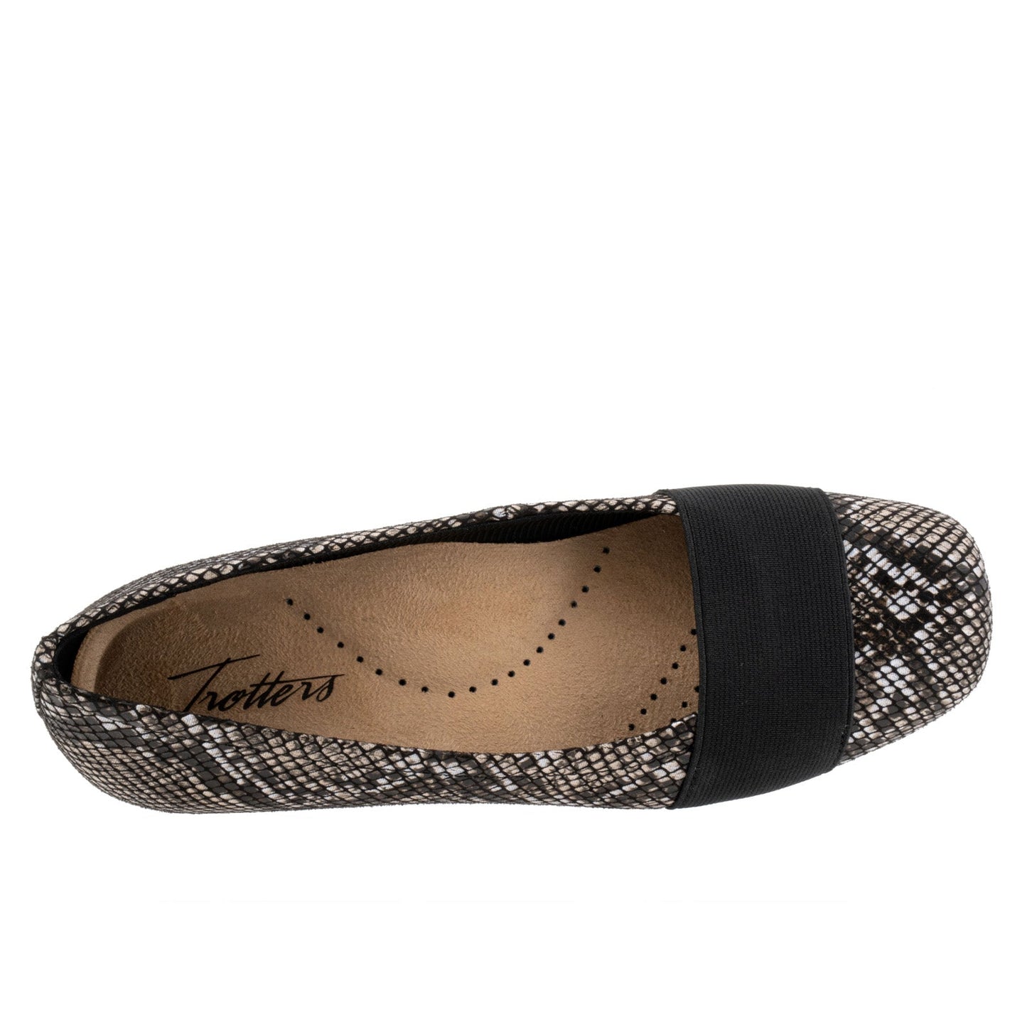 Trotters Samantha T1812-018 Womens Black Leather Slip On Ballet Flats Shoes