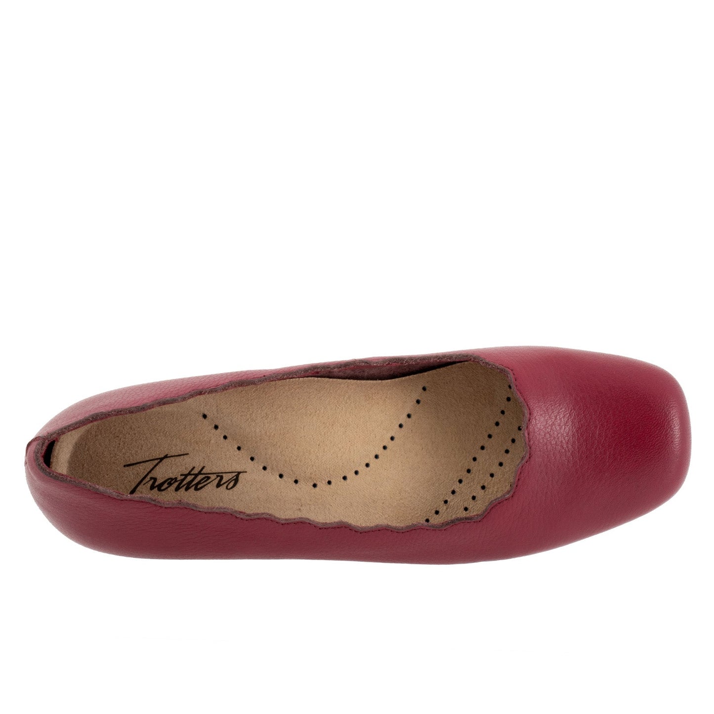 Trotters Sabine T2255-642 Womens Red Leather Slip On Ballet Flats Shoes