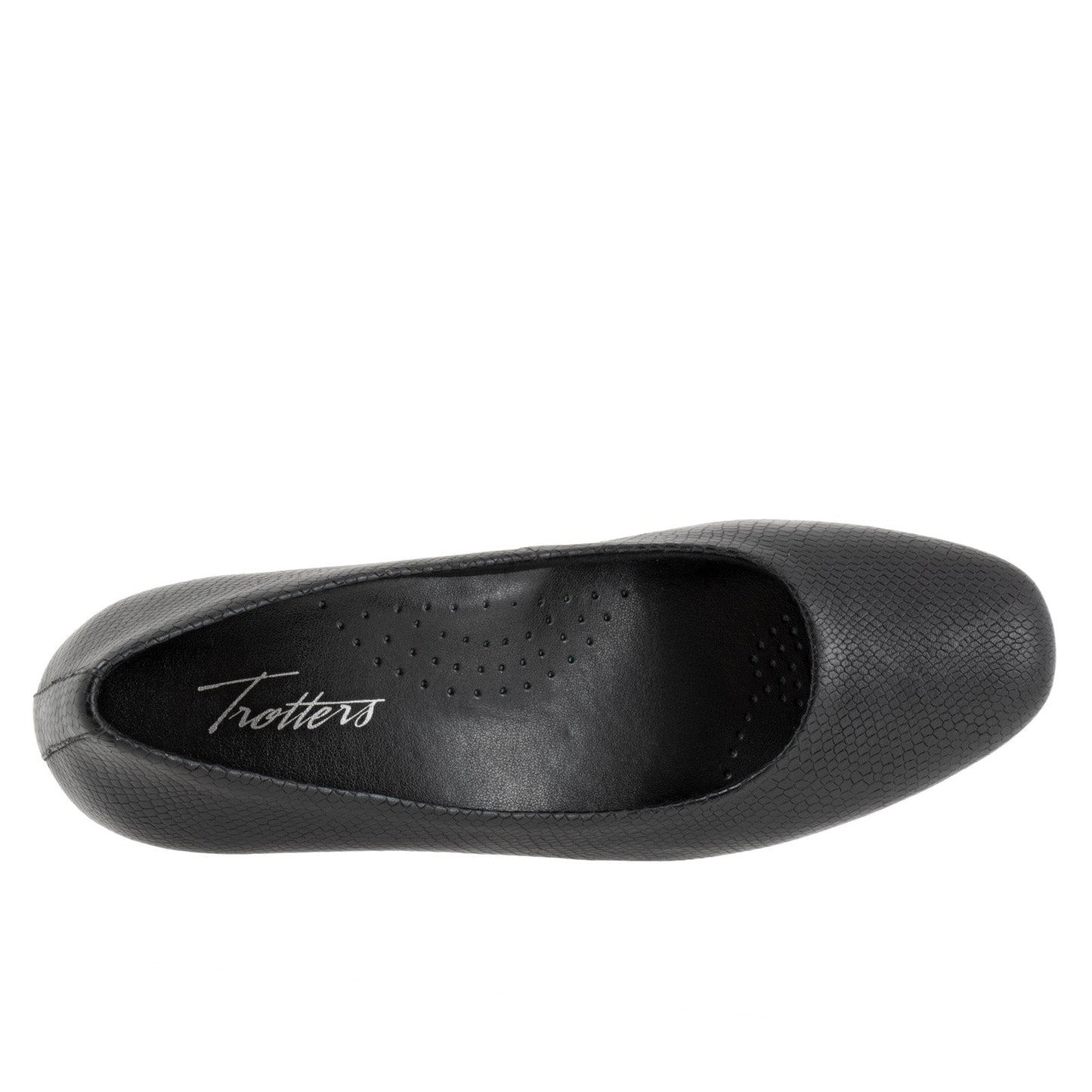 Trotters Daria T2258-018 Womens Black Narrow Leather Pumps Heels Shoes