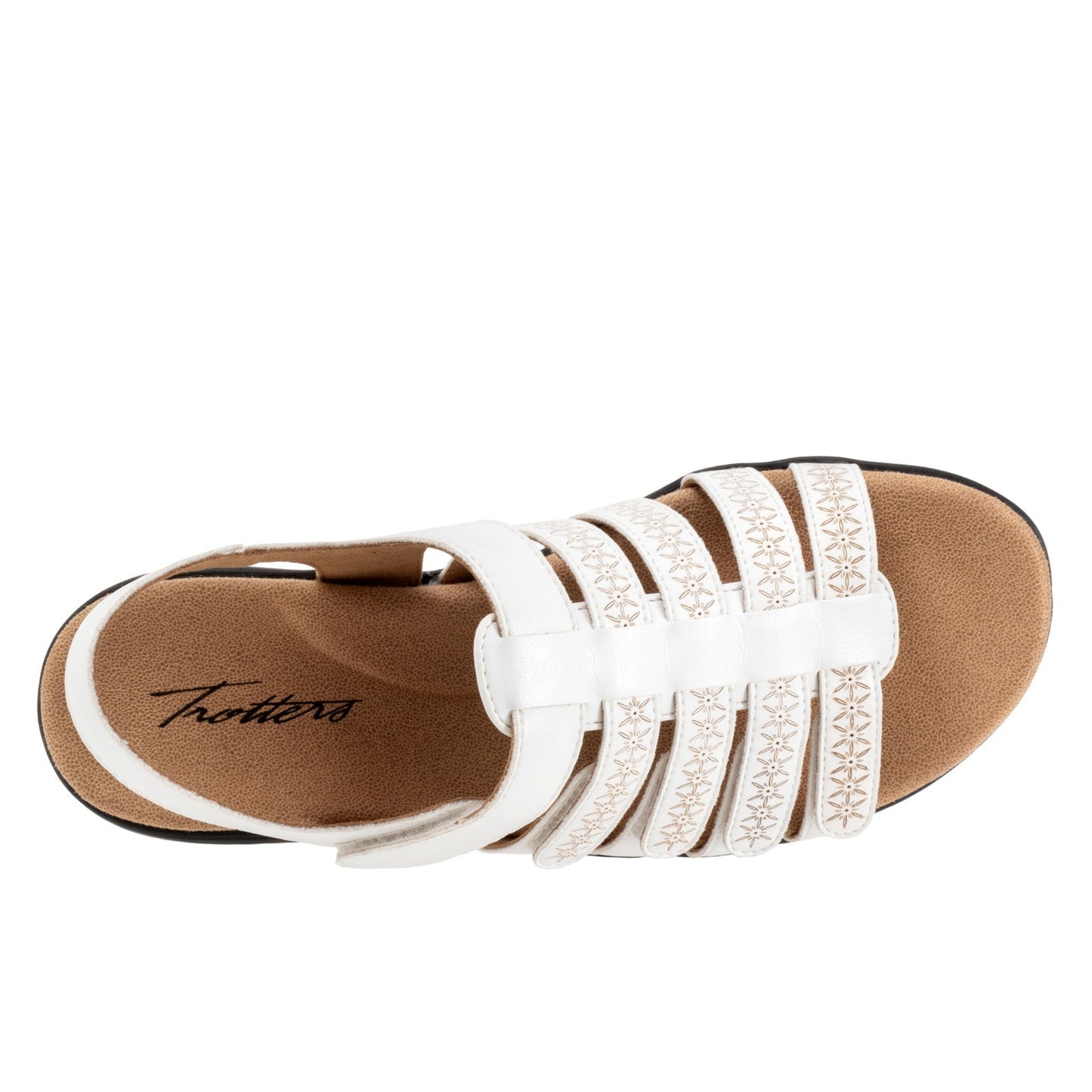 Trotters Tiki Laser T2322-100 Womens White Wide Leather Strap Sandals Shoes
