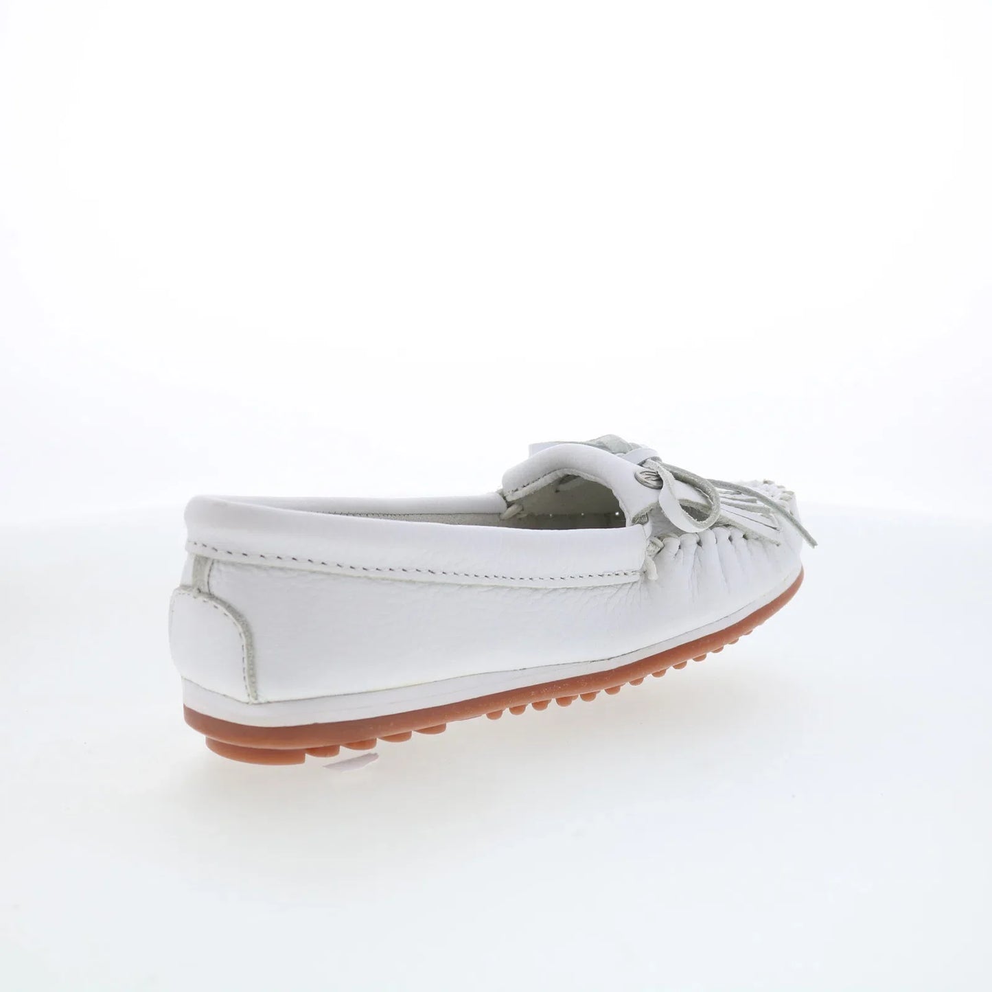 Minnetonka Kilty Plus 4324 Womens White Leather Loafer Flats Shoes