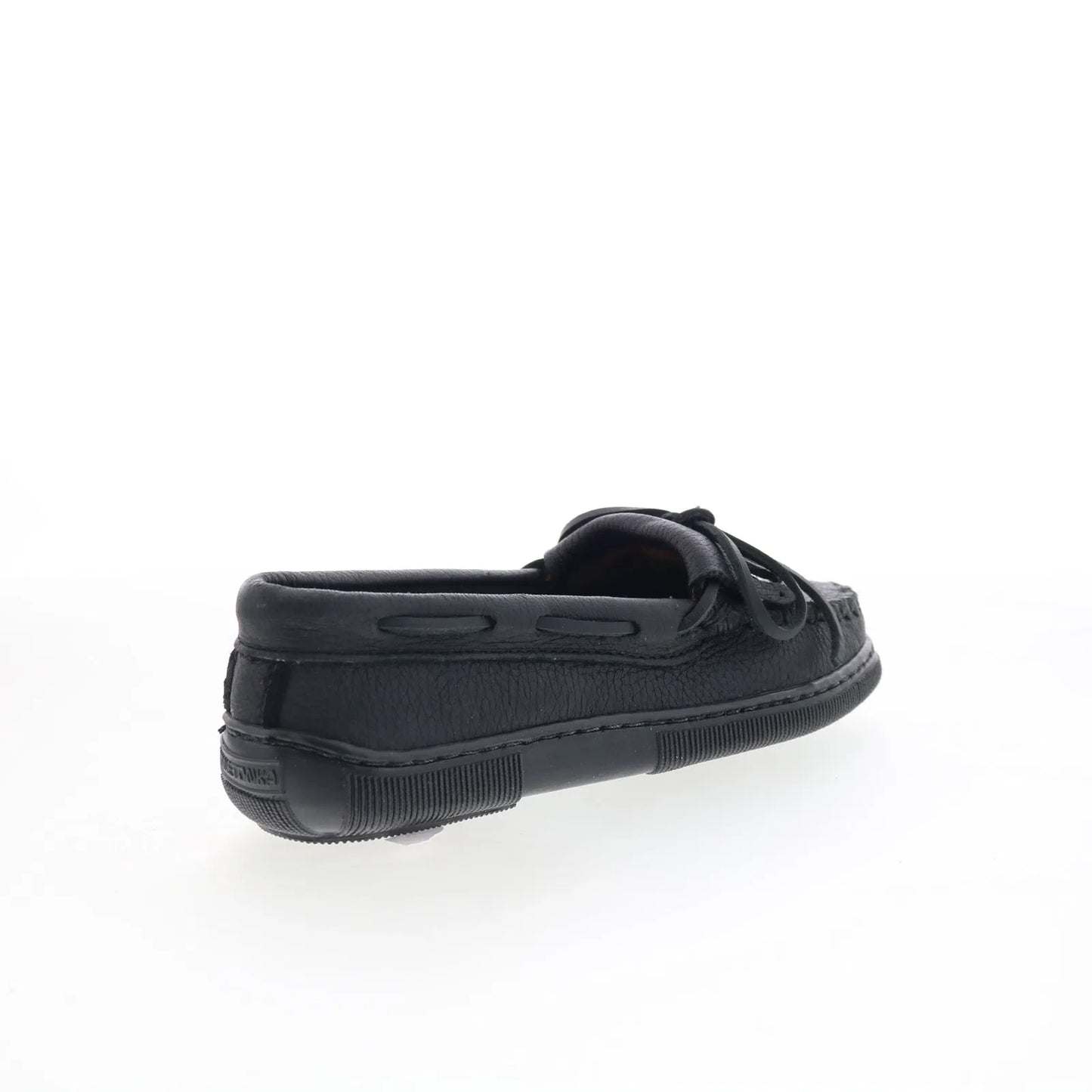 Minnetonka Moosehide Kilty 399 Womens Black Leather Loafer Flats Shoes