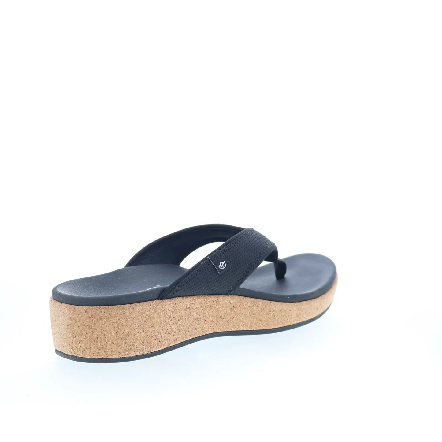 Spenco Willow Wedge SP1227BLK Womens Black Wide Flip-Flops Sandals Shoes