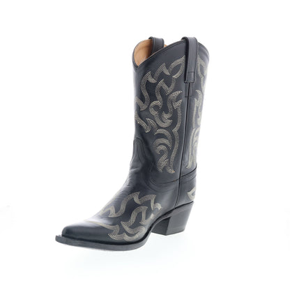 Jama Old West 18052 Womens Black Leather Slip On Cowboy Western Boots