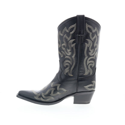 Jama Old West 18052 Womens Black Leather Slip On Cowboy Western Boots