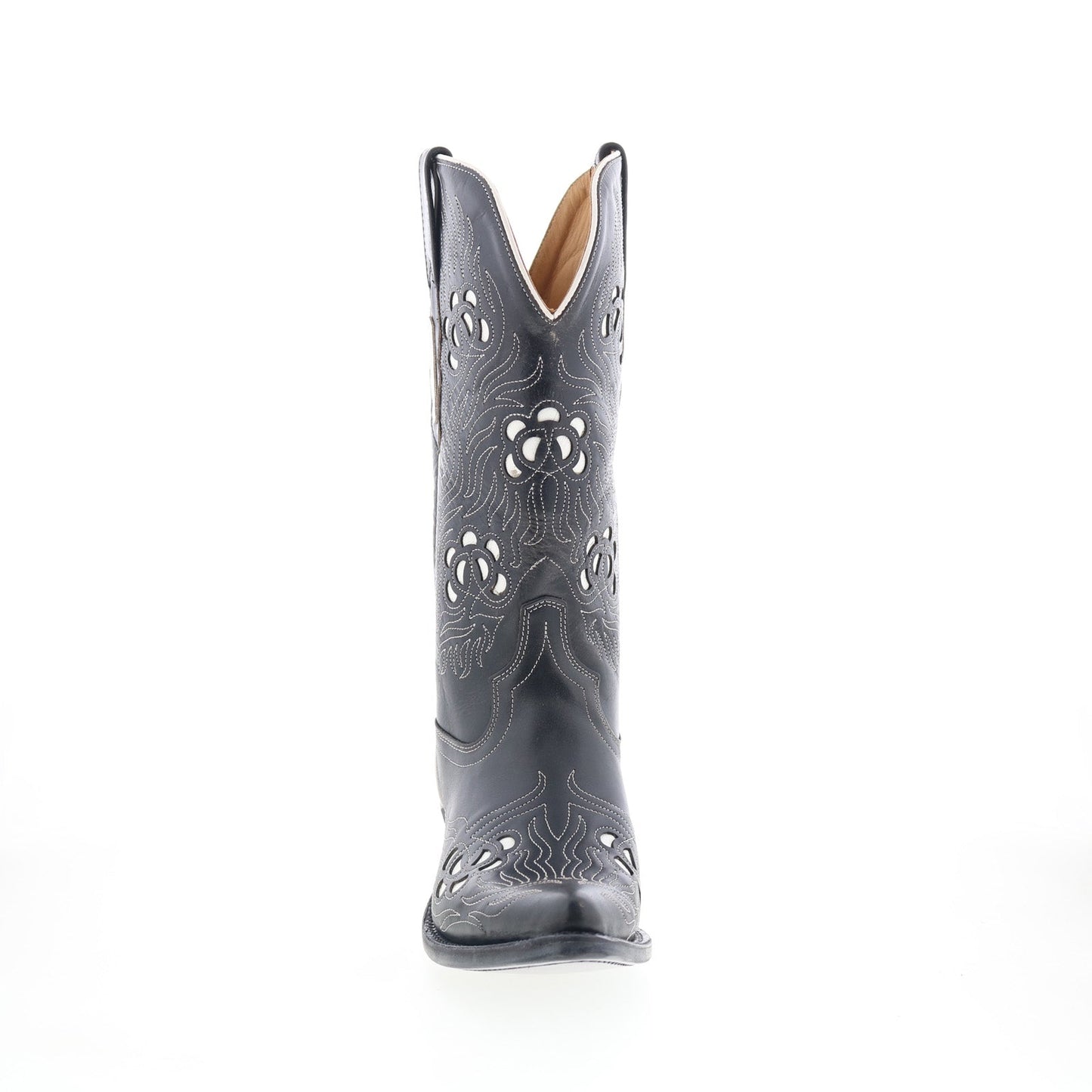 Jama Old West 18058 Womens Black Leather Slip On Cowboy Western Boots