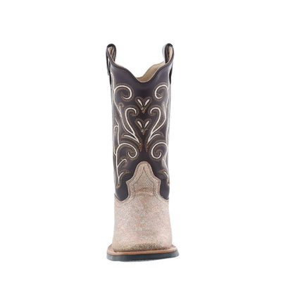 Jama Old West Medium Square Toe 18125 Womens Brown Cowboy Western Boots