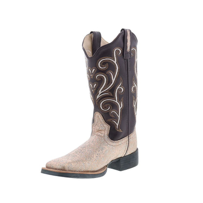Jama Old West Medium Square Toe 18125 Womens Brown Cowboy Western Boots