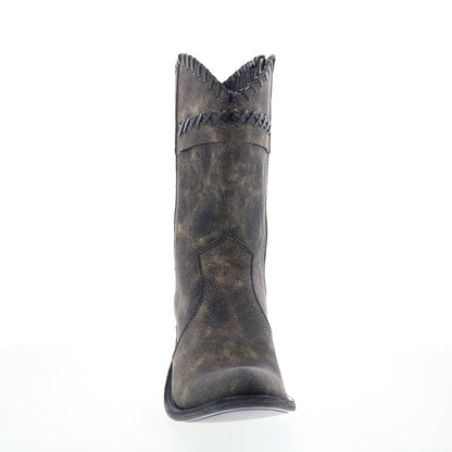 Jama Old West Snip Toe 18152 Womens Gray Leather Zipper Western Boots