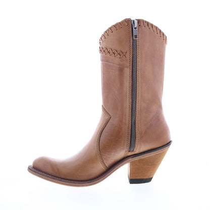 Jama Old West Snip Toe 18153 Womens Brown Leather Zipper Western Boots