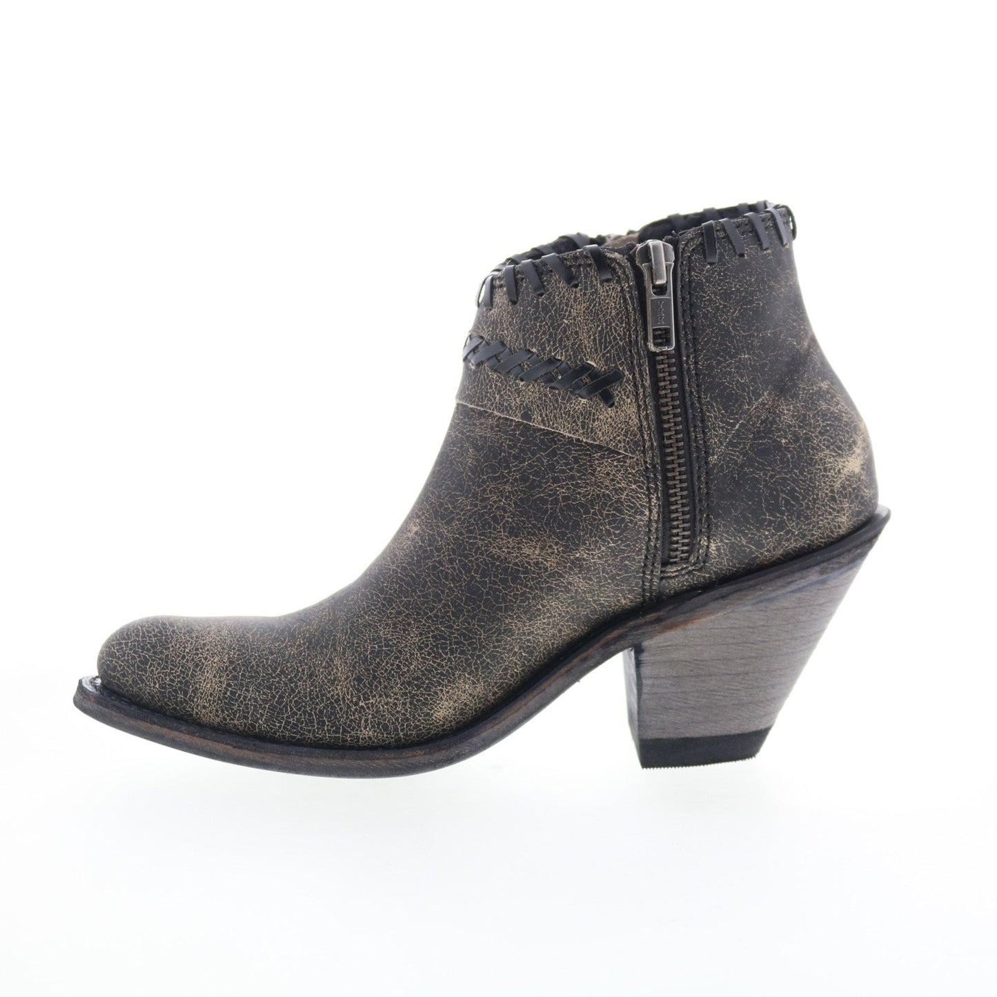 Jama Old West Snip Toe 18155 Womens Gray Leather Zipper Western Boots