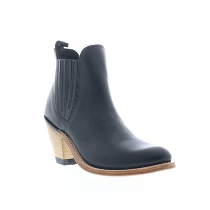 Jama Old West 18157 Womens Black Leather Slip On Cowboy Western Boots