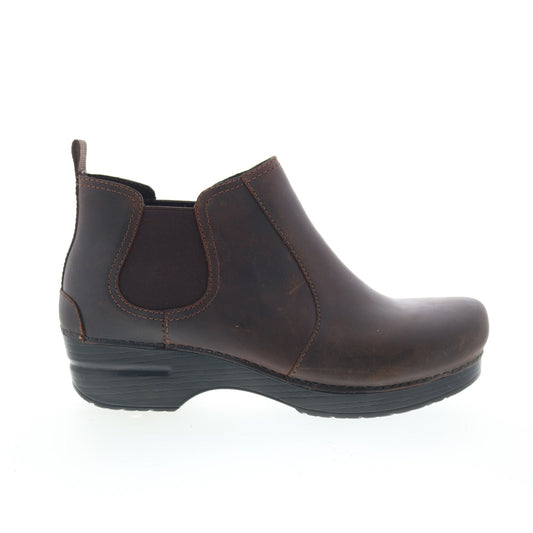 Dansko Frankie 232-780202 Womens Brown Leather Slip On Chelsea Boots