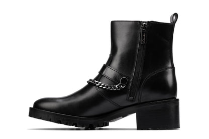 Clarks Roseleigh High 26155708 Womens Black Zipper Leather Casual Boots