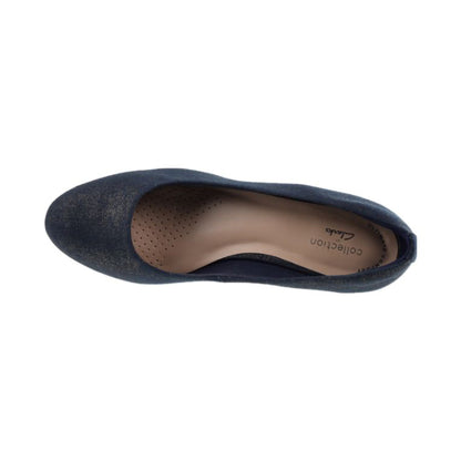 Clarks Mallory Luna Women's Wedge Heel Shoes Navy Textile