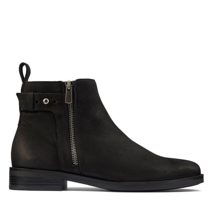 Clarks Memi LO 26162170 Womens Black Nubuck Zipper Ankle & Booties Boots