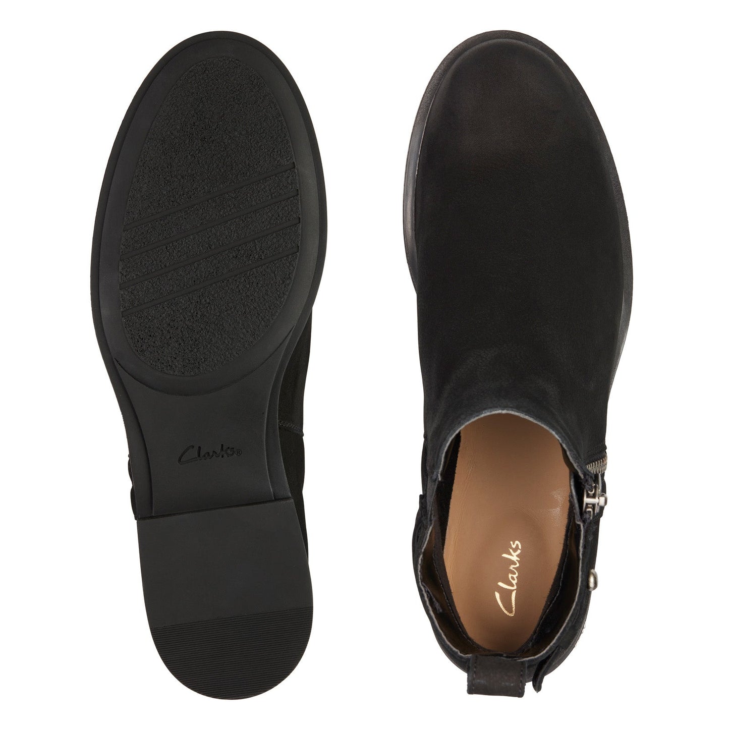 Clarks Memi LO 26162170 Womens Black Nubuck Zipper Ankle & Booties Boots