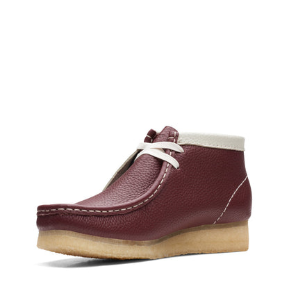 Clarks Wallabee Boot 26166098 Womens Burgundy Leather Lace Up Chukkas Boots