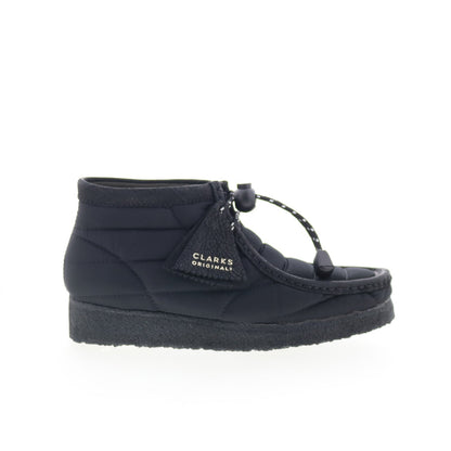 Clarks Wallabee Boot 26168587 Womens Black Canvas Lace Up Chukkas Boots