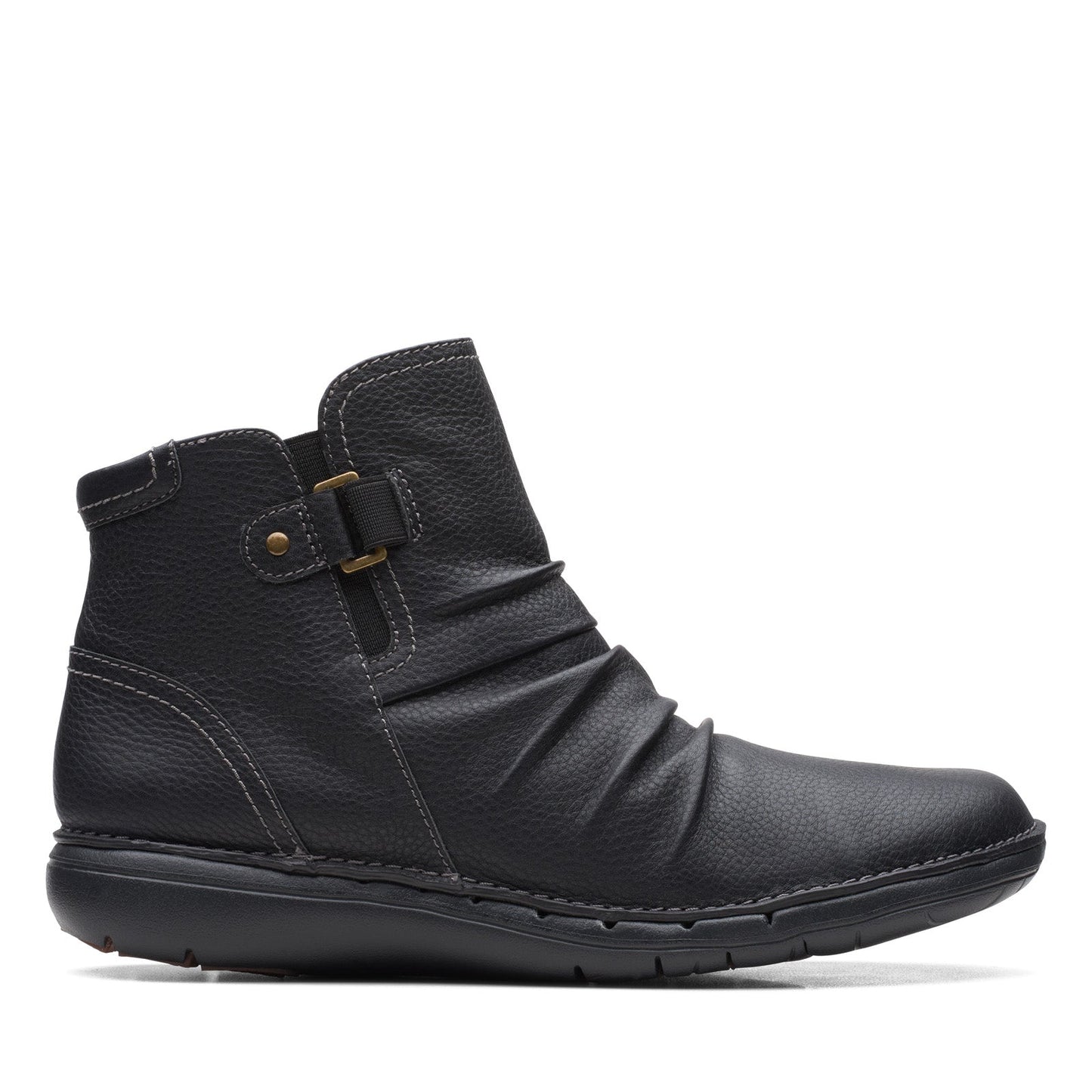 Clarks Un Loop Top 26168673 Womens Black Leather Ankle & Booties Boots