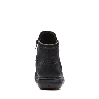 Clarks Un Loop Top 26168673 Womens Black Leather Ankle & Booties Boots
