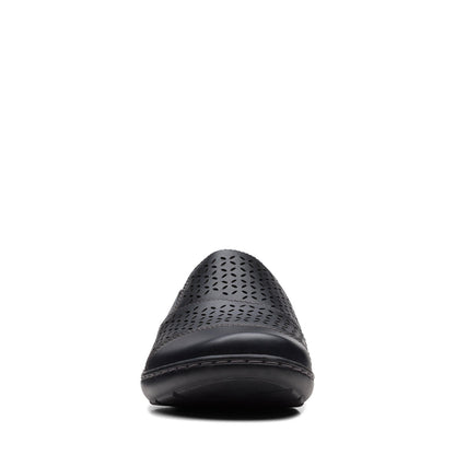 Clarks Cora Drift 26170466 Womens Black Leather Slip On Loafer Flats Shoes