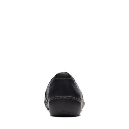 Clarks Cora Drift 26170466 Womens Black Leather Slip On Loafer Flats Shoes