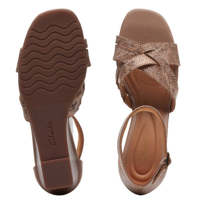 Clarks Cielo Charm 26171525 Womens Brown Leather Wedges Sandals Shoes