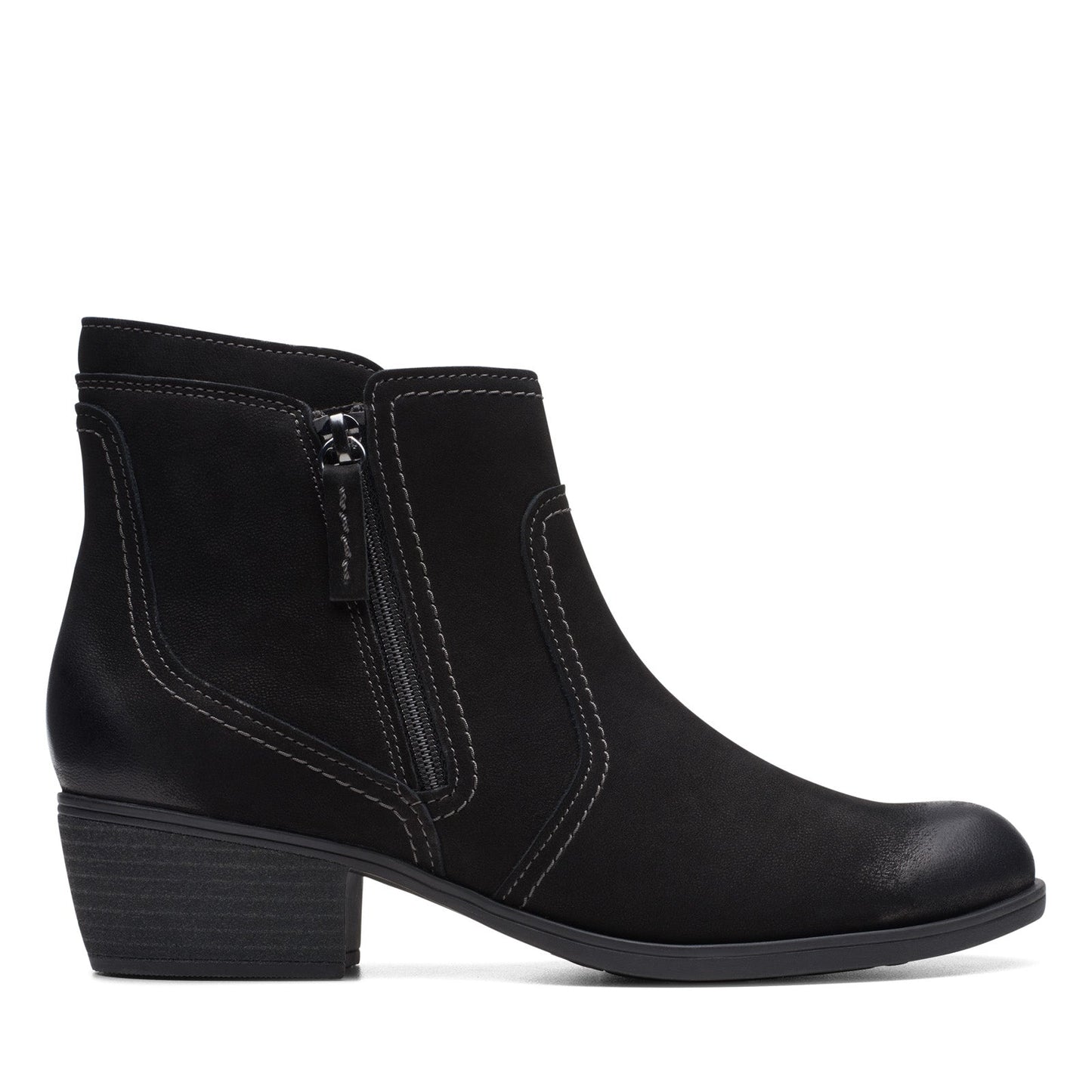 Clarks Charlten Ave 26174174 Womens Black Wide Nubuck Ankle & Booties Boots