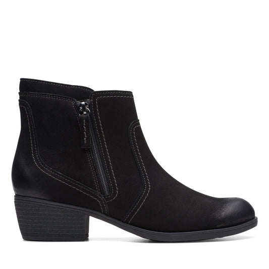 Clarks Charlten Ave 26174174 Womens Black Wide Nubuck Ankle & Booties Boots