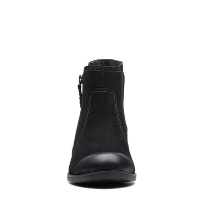 Clarks Charlten Ave 26174174 Womens Black Wide Nubuck Ankle & Booties Boots