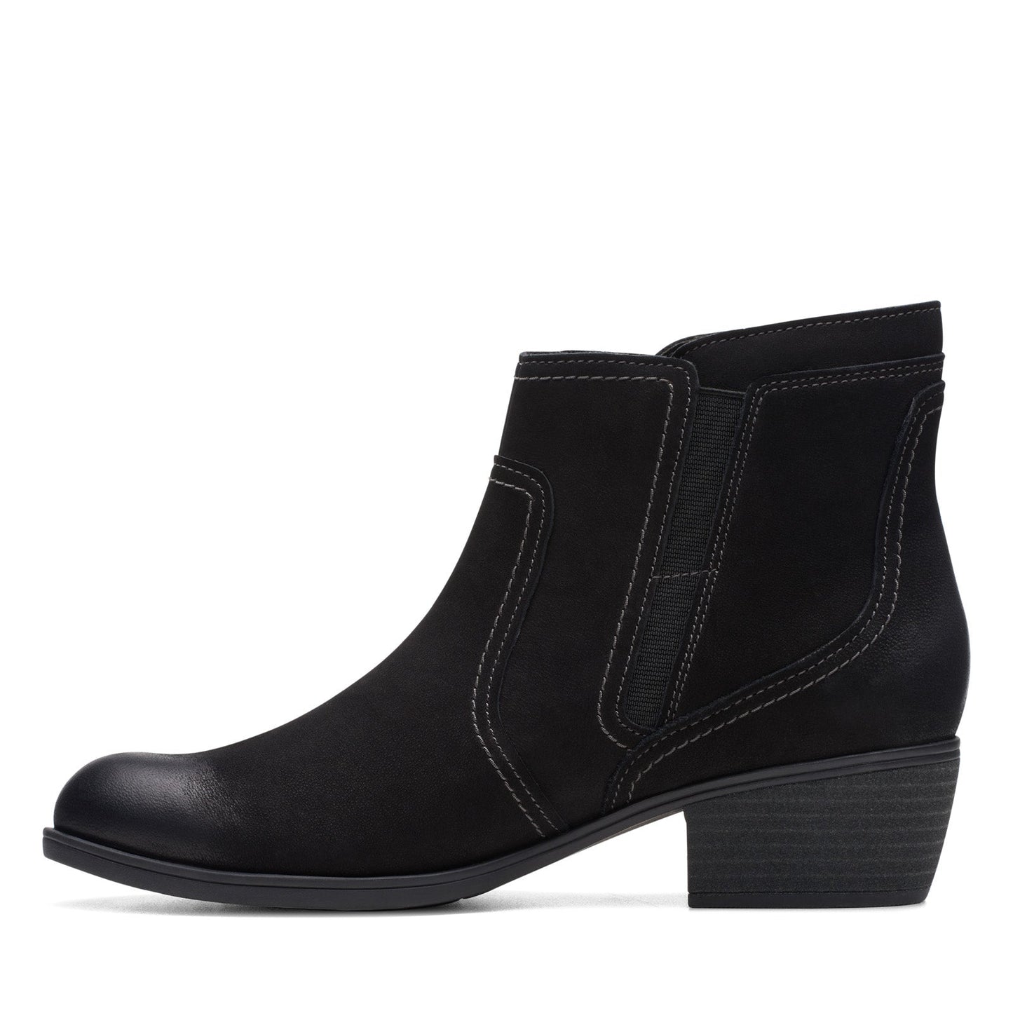 Clarks Charlten Ave 26174174 Womens Black Wide Nubuck Ankle & Booties Boots