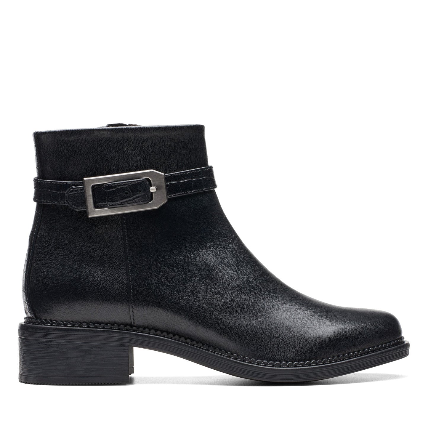 Clarks Maye Grace 26174348 Womens Black Leather Zipper Ankle & Booties Boots