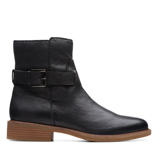 Clarks Cologne Strap 26174771 Womens Black Wide Ankle & Booties Boots