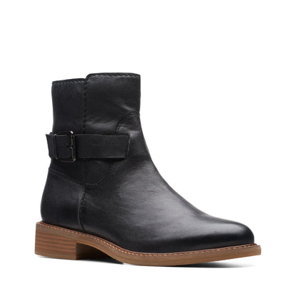 Clarks Cologne Strap 26174771 Womens Black Wide Ankle & Booties Boots