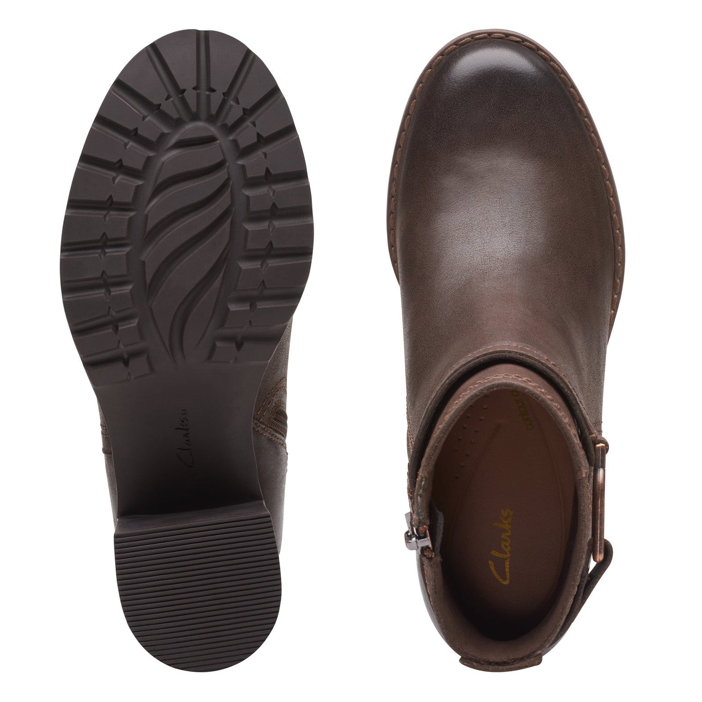 Clarks Leda Strap 26174960 Womens Brown Wide Leather Ankle & Booties Boots