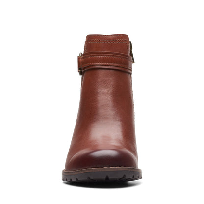 Clarks Leda Strap 26174961 Womens Brown Wide Leather Ankle & Booties Boots