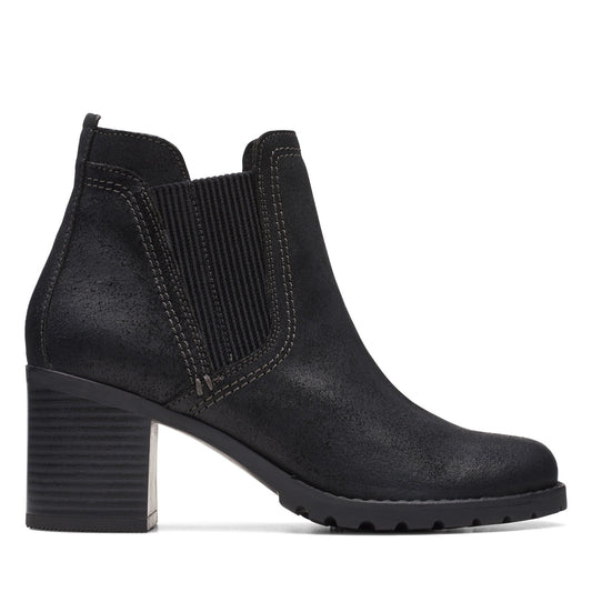 Clarks Leda Up 26174962 Womens Black Suede Zipper Ankle & Booties Boots