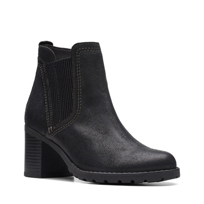 Clarks Leda Up 26174962 Womens Black Suede Zipper Ankle & Booties Boots