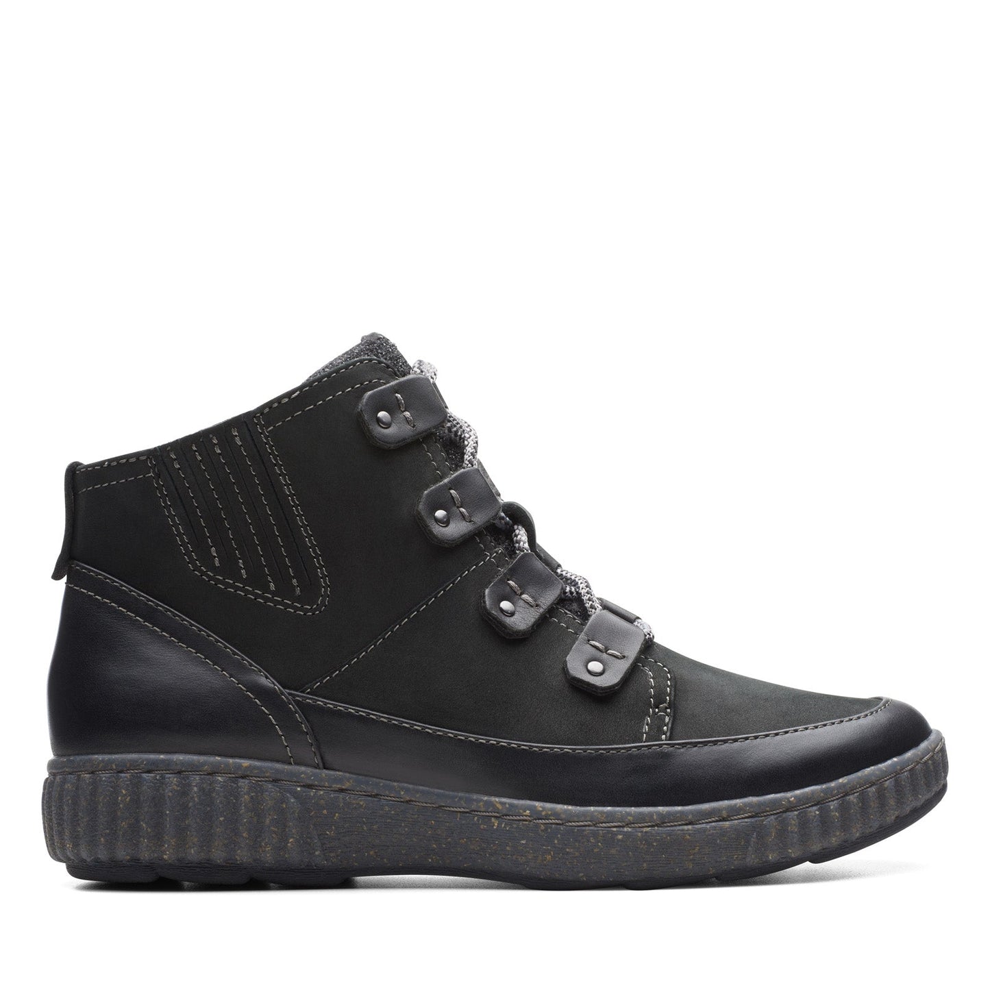 Clarks Magnolia Moon 26174976 Womens Black Wide Nubuck Casual Dress Boots