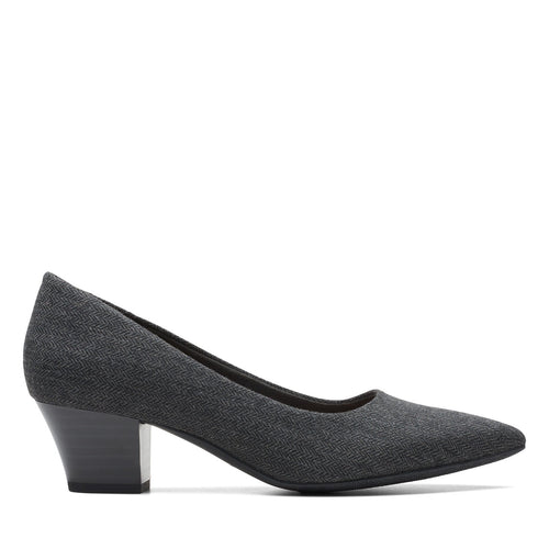 Clarks Teresa Step 26175159 Womens Gray Canvas Slip On Pumps Heels Shoes