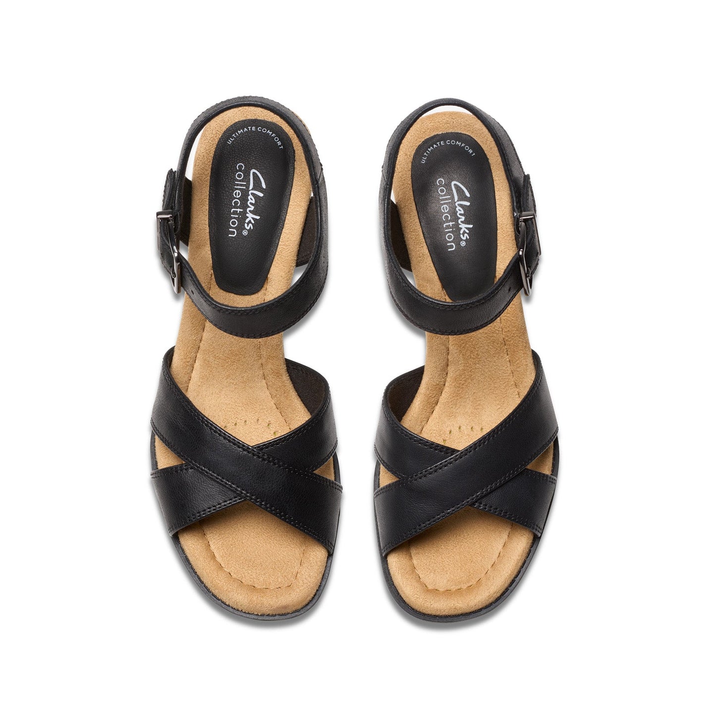 Clarks Emmalae Iris 26181664 Womens Black Leather Wedges Heels Shoes