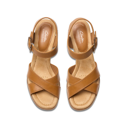 Clarks Emmalae Iris 26181665 Womens Brown Leather Wedges Heels Shoes