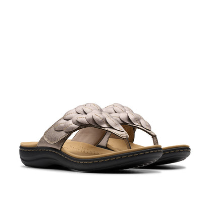 Clarks Laurieann Palm 26181707 Womens Brown Wide Flip-Flops Sandals Shoes