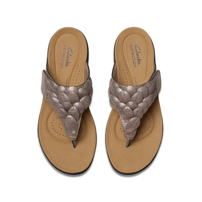 Clarks Laurieann Palm 26181707 Womens Brown Wide Flip-Flops Sandals Shoes