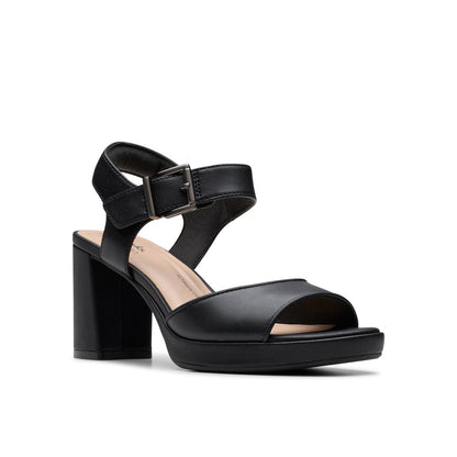 Clarks AmbyrLyn Faye 26181951 Womens Black Leather Pumps Heels Shoes