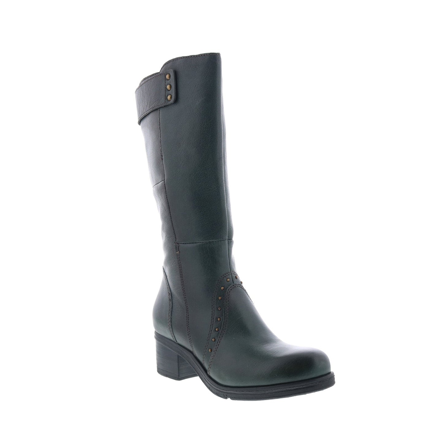 Miz Mooz Sharen Womens Green Leather Zipper Knee High Boots