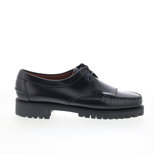 Sebago James Fringe Lug Womens Black Leather Loafers & Slip Ons Boat Shoes