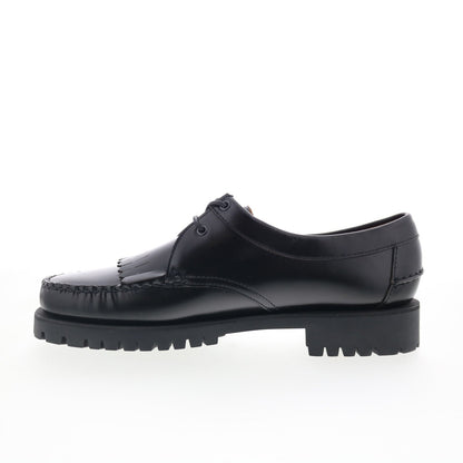 Sebago James Fringe Lug Womens Black Leather Loafers & Slip Ons Boat Shoes