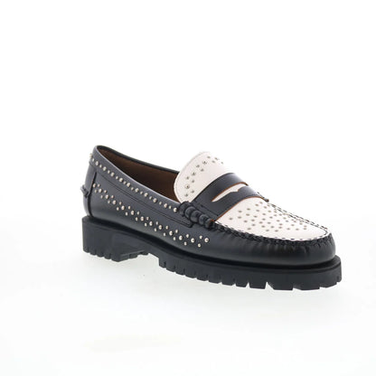 Sebago Dan Lug Studs 731278W-987 Womens Black Loafers & Slip Ons Penny Shoes